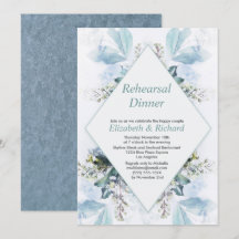 Vintage Dusty Blue Blommigt Bröllop Rehearsal Midd