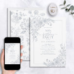 Vintage Dusty Blue Blommigt Line Art 50:e födelsed Inbjudningar<br><div class="desc">Fira en milstolpe i stil med vår Vintage Dusty Blue Blommigt Line Art 50:e födelsedagsinbjudan. Från den handskrivna kalligrafin till vintagens hörnarrangemang i elegantens dammiga blått, anger den här inbjudan tonen för din speciella dag. Med det matchande blommönstret på baksidan av varje kort är alla säkra på att detta är...</div>