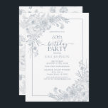 Vintage Dusty Blue Blommigt Line art 60:e födelsed Inbjudningar<br><div class="desc">Fira en milstolpe i stil med vår Vintage Dusty Blue Blommigt Line Art 60:e födelsedagsinbjudan. Från den handskrivna kalligrafin till vintagens hörnarrangemang i elegantens dammiga blått, anger den här inbjudan tonen för din speciella dag. Med det matchande blommönstret på baksidan av varje kort är alla säkra på att detta är...</div>