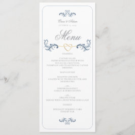 Vintage Dusty Blue Bröllop Menu Meny