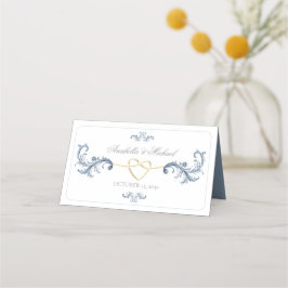 Vintage Dusty Blue Bröllop Place Card Placeringskort