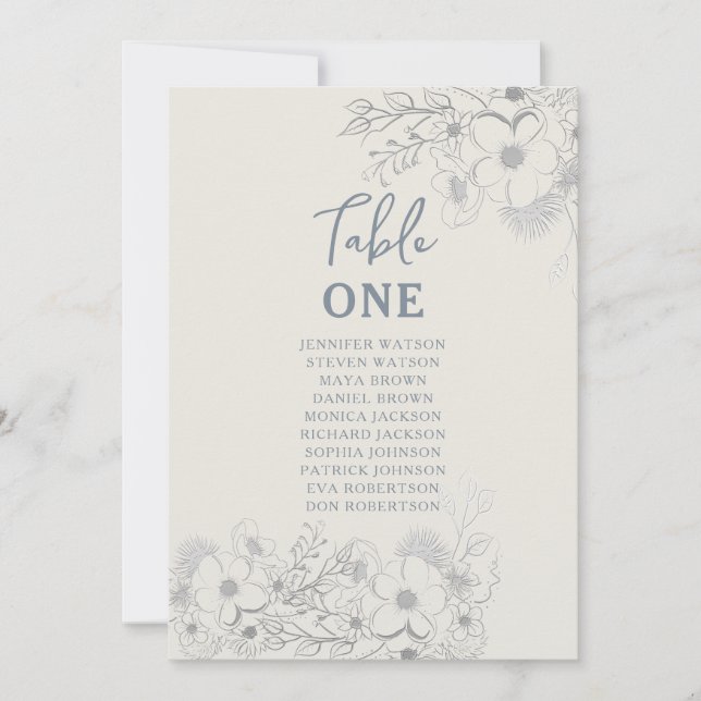 Vintage Dusty Blue Bröllop Sittdiagram (Framsida)