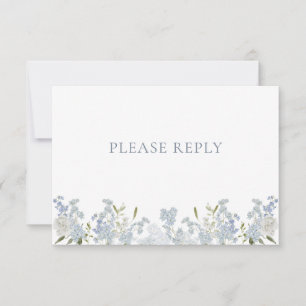 Vintage Dusty Blue Garden QR Code Monogram Bröllop OSA Kort