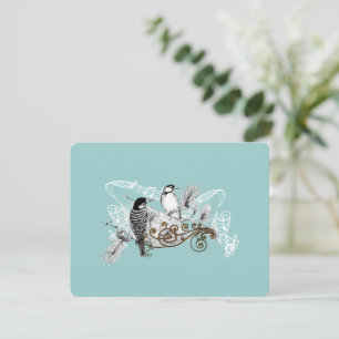 Vintage Dusty Blue Love Bird Bröllop Responcard Ca OSA Kort