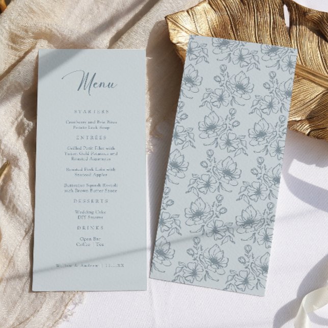 Vintage Dusty Blue Menu Meny (Vintage Dusty Blue Menu
)