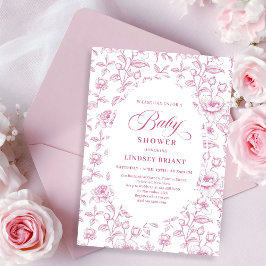 Vintage Dusty Pink Rose Pattern Baby Shower Invite Inbjudningar