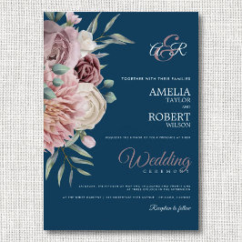 Vintage Dusty Ro Blommigt om flottan Inbjudningar