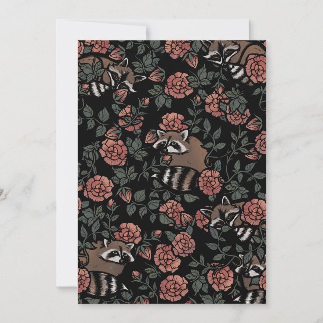 Vintage Dusty Ro Raccoons Inbjudningar (Framsida)
