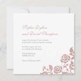 Vintage Dusty Rosa ros Snöre Square Bröllop Inbjudningar