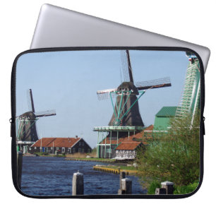 Vintage Dutch Folklore Red White Grönt Kvarn Laptop Fodral