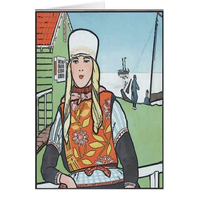 Vintage Dutch Girl Hälsningskort (Framsidan)