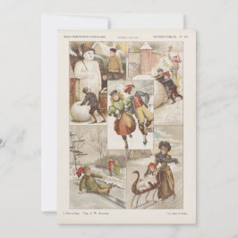 Vintage Dutch Ice Skating-julkort, c. 1900-talet