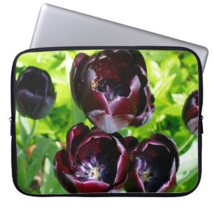 Vintage Dutch Lila Grönt Black Tulips Photo Laptop Sleeve