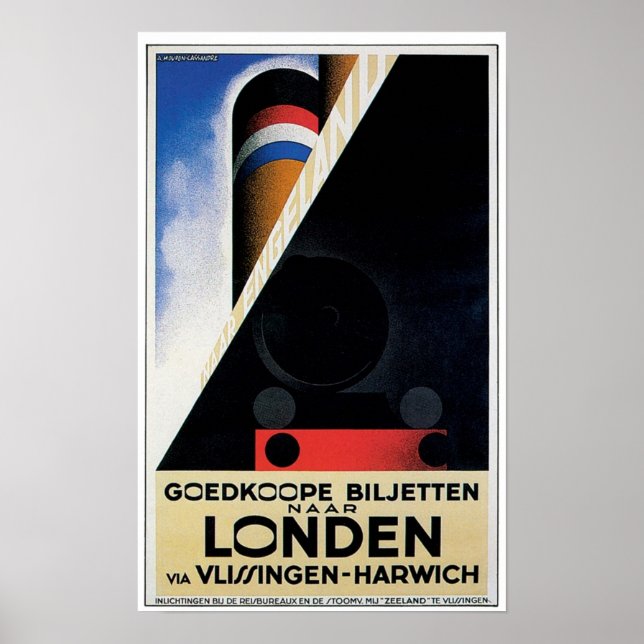 Vintage Dutch Rail Ferry Poster (Framsidan)