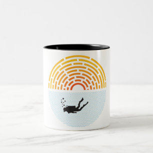 Vintage Dyka 80s Retro Beach Sunset Dive Två-Tonad Mugg