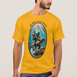 Vintage Dyka Diver Riding a Sea Lejon URM T Shirt