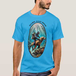 Vintage Dyka Diver Riding a Sea Lejon URM T Shirt