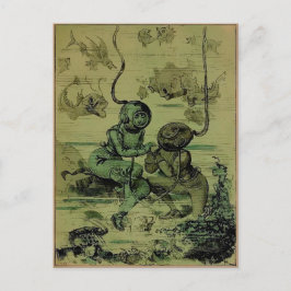 Vintage Dykar Förlovning Postkort Vykort