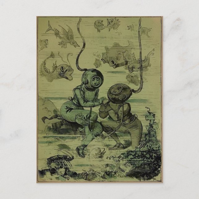 Vintage Dykar Förlovning Postkort Vykort (Framsida)