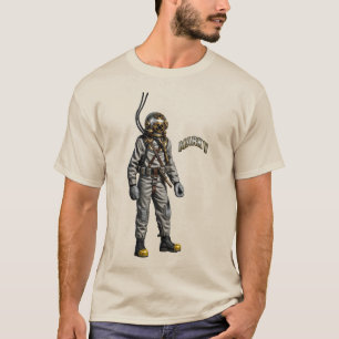 Vintage-dykare som bär en Mark V-dykarhjälm URM T Shirt