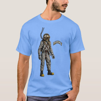 Vintage-dykare som bär en Mark V-dykarhjälm URM T Shirt