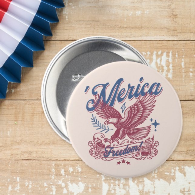 Vintage Eage Patriotic USA Eagle Knapp (USA 'Merica Patriotic Eagle Pin )