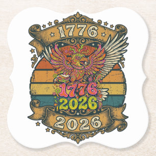 Vintage Eagle 1776 2026 Skjorta Bubble Patriotisk Underlägg Papper