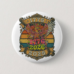 Vintage Eagle 1776 2026 Tröja Bubble Patriotisk Knapp