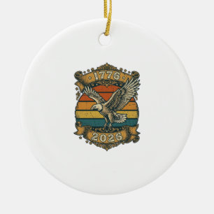 Vintage Eagle 1776 2026 Tröja Patriotisk Retro Dis Julgransprydnad Keramik