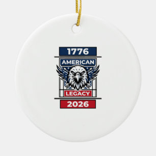 Vintage Eagle 1776 2026 Tröja Patriotisk Typografi Julgransprydnad Keramik