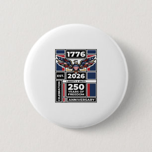 Vintage Eagle 1776 2026 Tröja Patriotisk Typografi Knapp