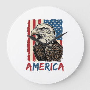 Vintage Eagle America Patriotisk Shirt Design_1 Stor Klocka