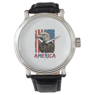 Vintage Eagle America Patriotisk T-shirt Design_1 Armbandsur