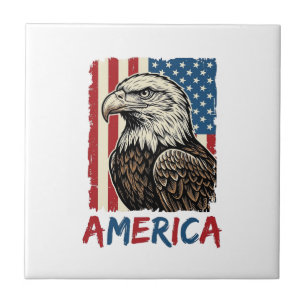 Vintage Eagle America Patriotisk T-Shirt Design_1 Kakelplatta