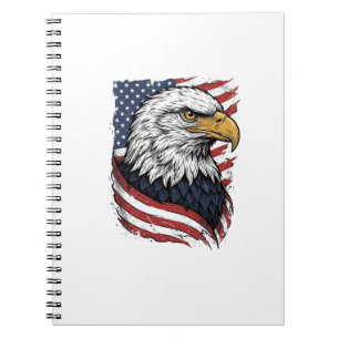 Vintage Eagle Amerikansk Flagga Patriotisk Shirt D Anteckningsbok