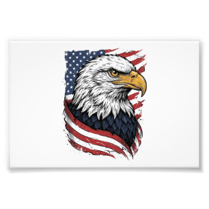 Vintage Eagle Amerikansk Flagga Patriotisk Shirt D Fototryck