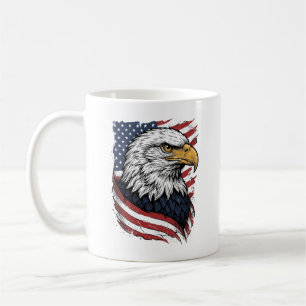 Vintage Eagle Amerikansk Flagga Patriotisk Shirt D Kaffemugg