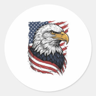 Vintage Eagle Amerikansk Flagga Patriotisk Shirt D Runt Klistermärke