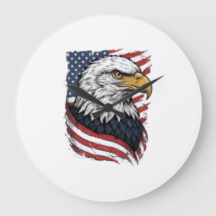 Vintage Eagle Amerikansk Flagga Patriotisk Shirt D Stor Klocka