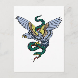Vintage Eagle and Snake Tattoo Art Vykort