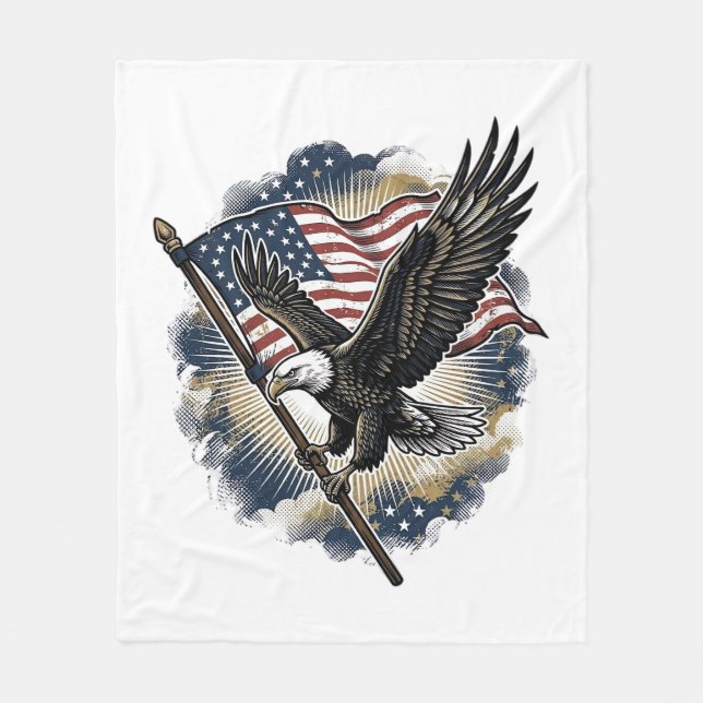 Vintage Eagle Flag Patriotisk Shirt Design_1 Fleecefilt (Framsidan)