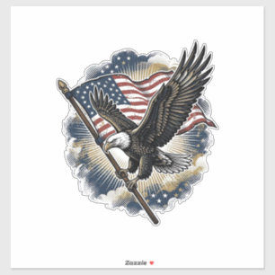 Vintage Eagle Flag Patriotisk Shirt Design_1 Klistermärken