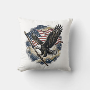 Vintage Eagle Flag Patriotisk Shirt Design_1 Kudde