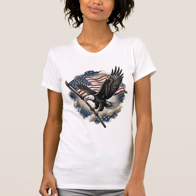 Vintage Eagle Flag Patriotisk T-Shirt Design_1 (Framsida)