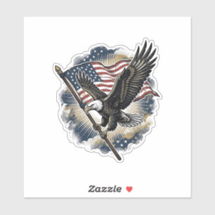 Vintage Eagle Flag Patriotisk T-Shirt Design_1 Klistermärken