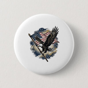 Vintage Eagle Flag Patriotisk T-Shirt Design_1 Knapp