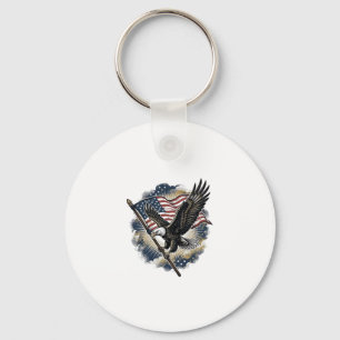 Vintage Eagle Flag Patriotisk T-Shirt Design_1 Nyckelring