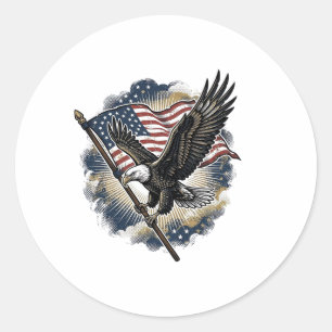 Vintage Eagle Flag Patriotisk T-Shirt Design_1 Runt Klistermärke