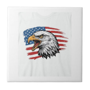 Vintage Eagle Flag Patriotisk Vektor T-Shirt Desig Kakelplatta