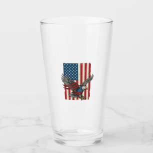 Vintage Eagle Flag Vector Patriotisk Shirt Design_ Glaskopp